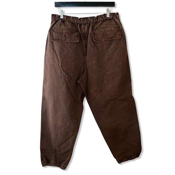 NWT Free People River Stone pants cargo baggy loose fit cotton brown Sz M - Picture 8 of 11